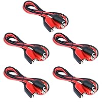 Vista 2 de 5 pares de cables de prueba dobles rojos y negros con pinzas de cocodrilo, cable de puente 16GA