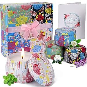 Scented Candles Gift Set 4 Pack Chandelles Parfumées Aromatherapy Candle Gifts 100% Natural Soy Wax Gifts for Her for…