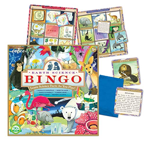 Eeboo: Natural Science Bingo Game, For 2 To 4 Players, Learn Science Facts As You Play, For Ages 5 And Up, Includes Cloth Bag For Holding Tiles #TOP1