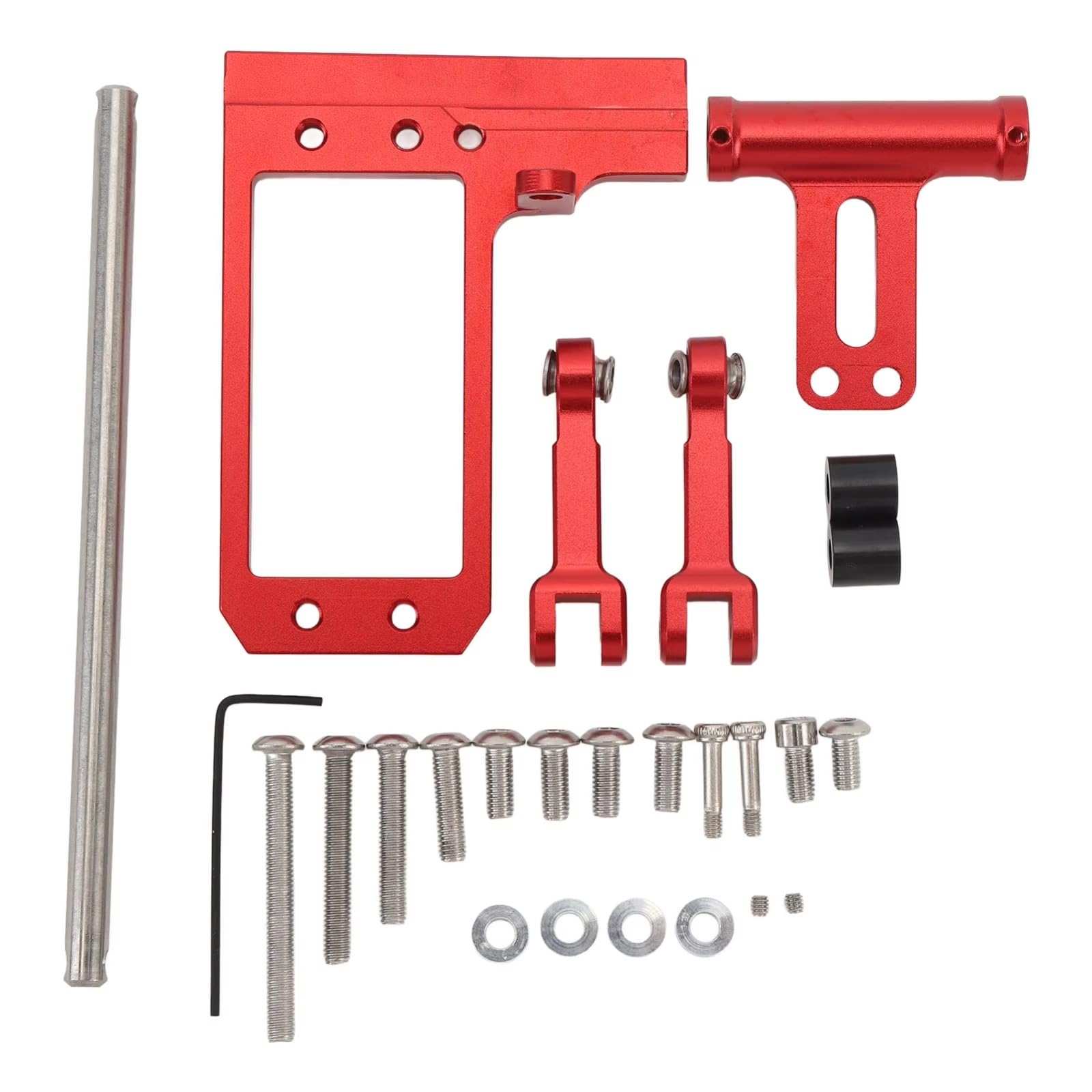 Pièces de voiture RC VP F10 support servo aluminium rouge et lien direction 1/10 - 2