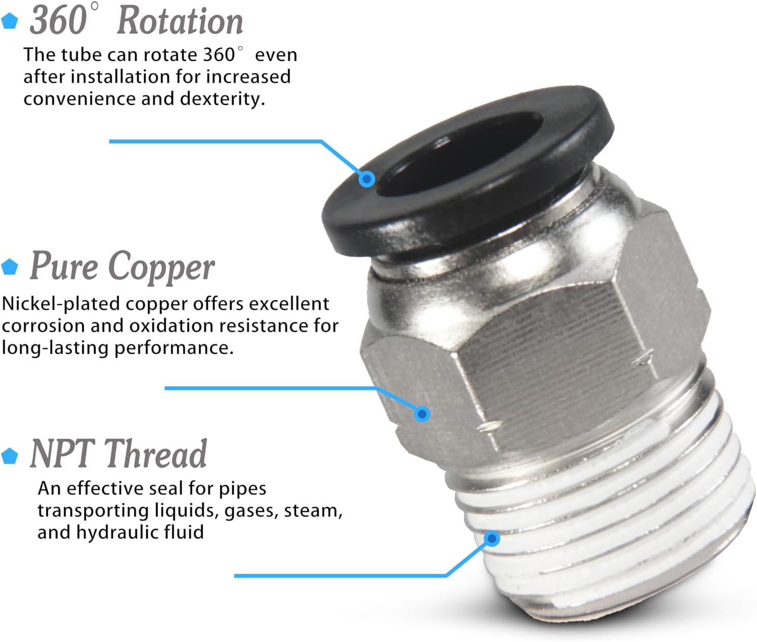 PNEUMATIC Elbow and Straight Combination 5/32 Inch Tube OD x 5/32 NPT Thread Push to Connect Fittings PC-5/32-1/4+PL-5/32-1/4(Pack of 12) (12, 5/32-1/4)
