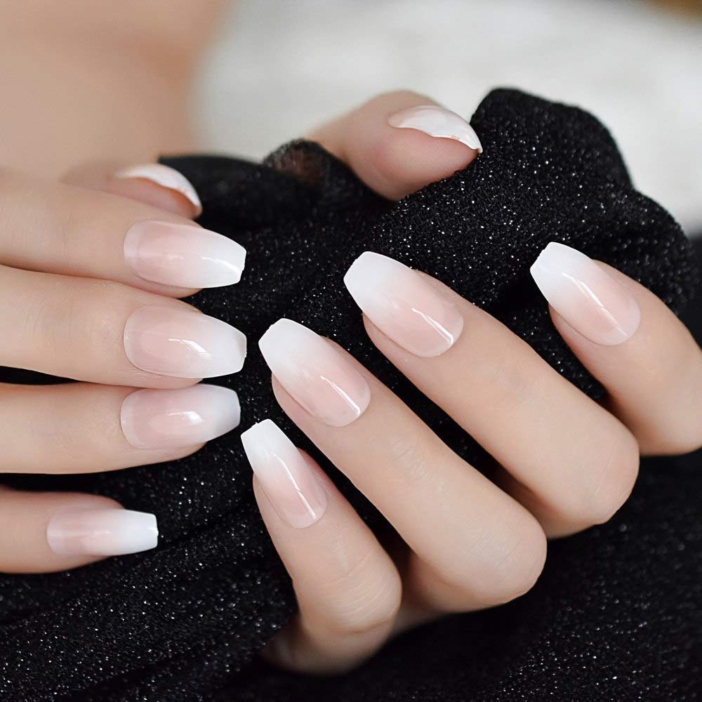 Buy Coolnail Pink Nude White Ombre French Ballerina Coffin False Nails Gradient Natural Manicure Press On Fake Nails Tips Daily Office Finger Wear Online In Turkey B07r496f4x