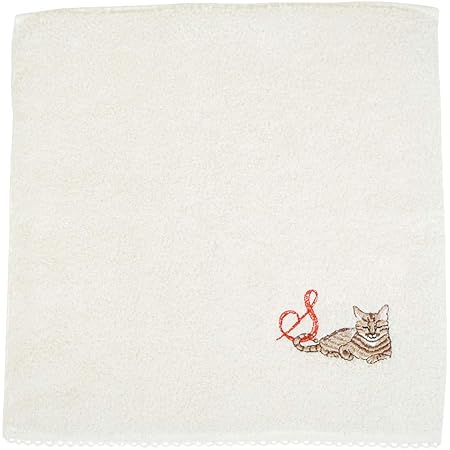 Amazon Co Jp 今治タオル イニシャル ハンカチ 猫 刺繍 ハンカチタオル 25 25cm 綿100 イニシャル S ファッション
