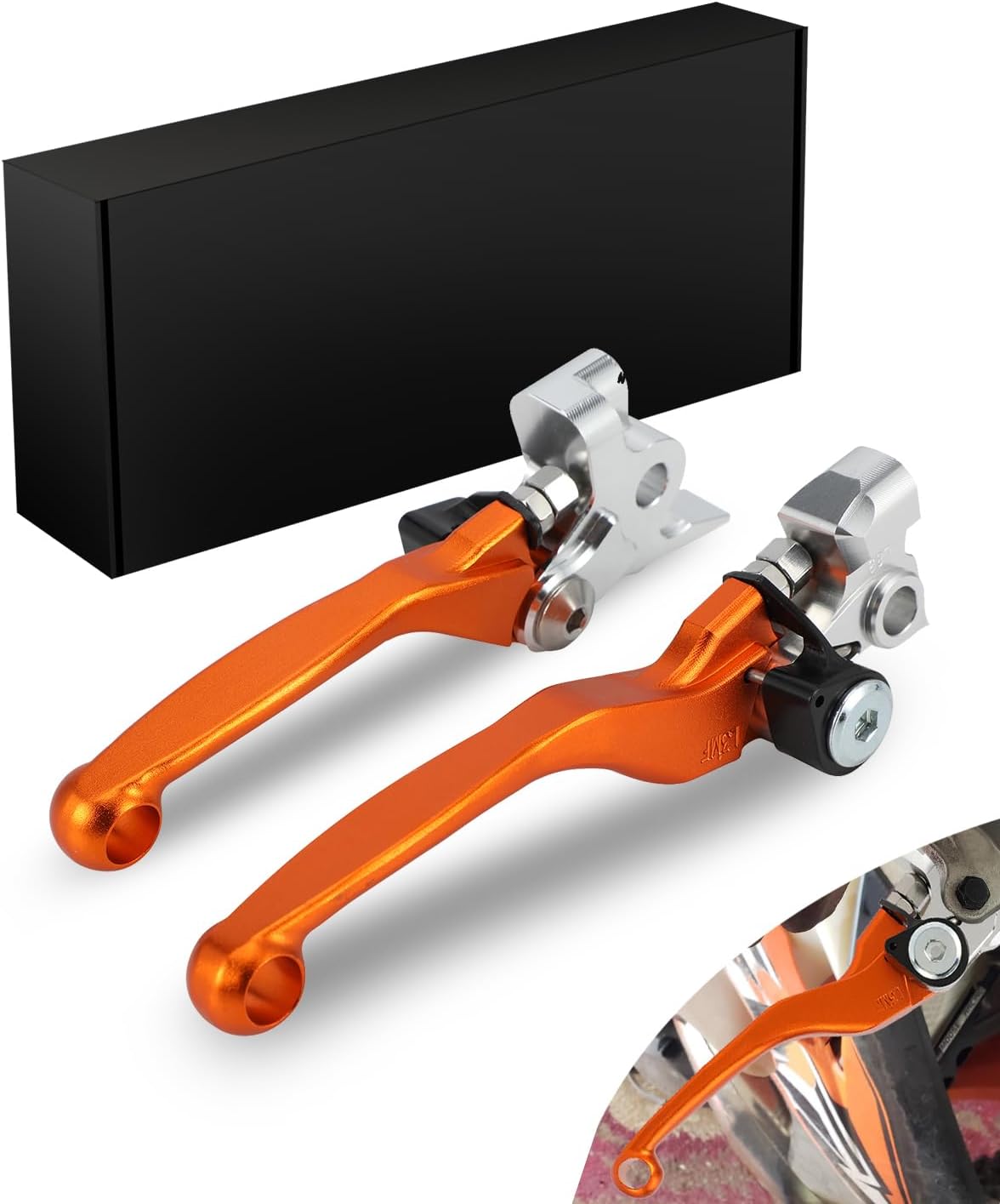 Forged Dirt Bike Clutch Brake Levers,Foldable Handle Breakaway Lever for SX SXF XC XCW EXC TPI XCFW EXCF 125-500-Orange