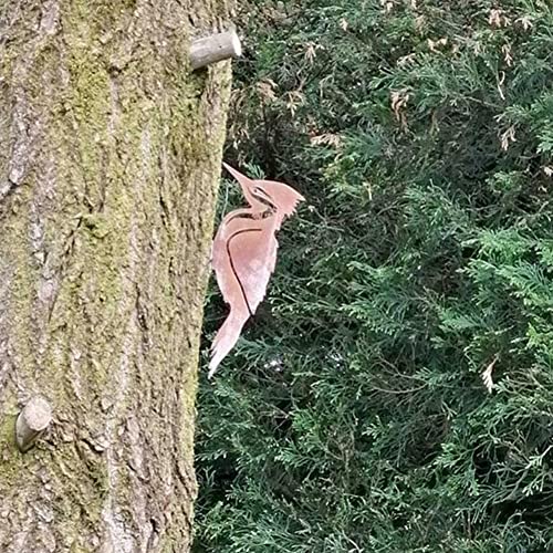 Sxr Rusty Metal Woodpecker,Metal Silhouette Bird Silhouettes Animal Garden Stake, Tree Art Metal Bird Garden Art Sculpture Bird Sign Garden Bird Ornament,Yard Garden Tree Fence Decor #TOP4