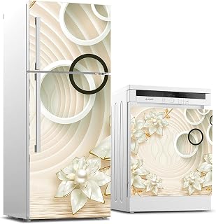 Buzdolabı ve Bulaşık Makinası Beyaz Eşya Sticker Kaplama 3D Golden Yuvarlak