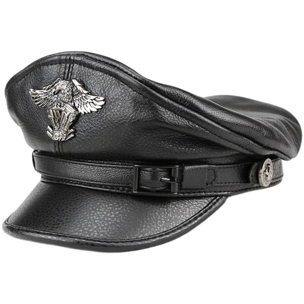 Leder-kapitänsmütze, Retro-militärmütze, Matrosen-flachmütze, Vintage-Newsboy-Kopfbedeckung Für Matrosen-kostüm-verkleidungsparty