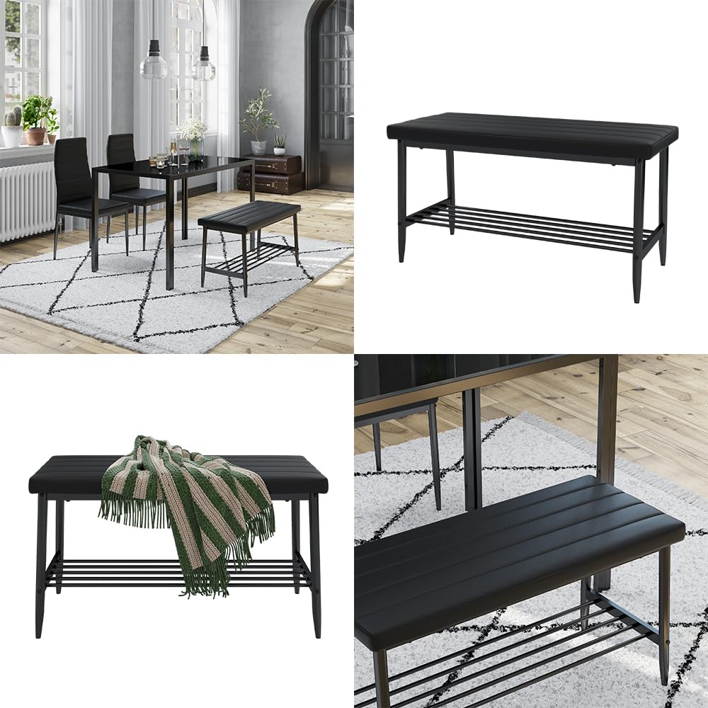 Vicco Sitzbank Grand, Schwarz, 85 x 35 cm, zur Verwendung als Essgruppe in Küche oder Esszimmer