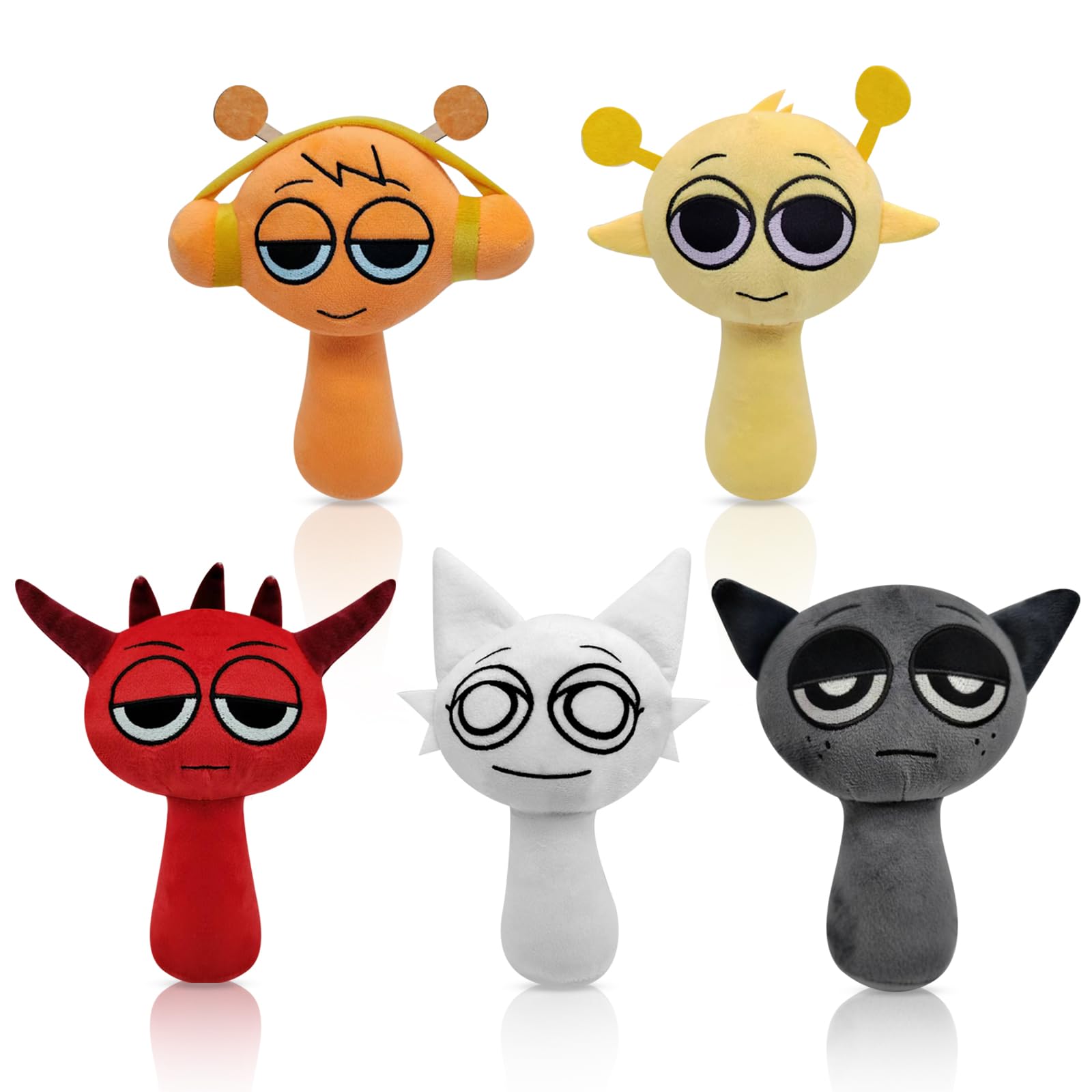 Set De 5 Peluches Sprunki De 25 Cm – Muñecos Suaves De Algodón PP – Personajes Animados Wenda Y Amigos – Ideales Para Regalar O Decorar