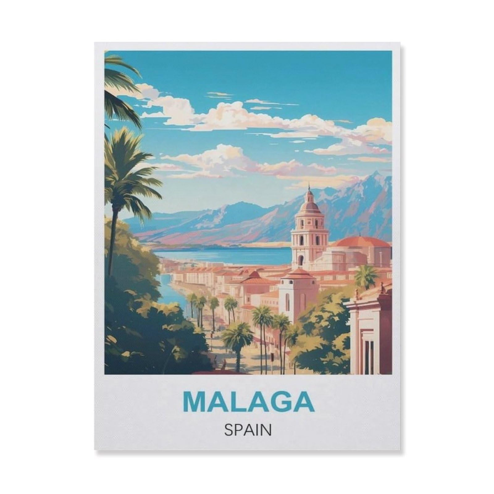 Beayodkp A13 Paint By Numbers，Malaga Spain，Landscape Kit For Adults Beginner Diy Oil Painting(50X60cm) 19.6X23.6 Inches-Er45