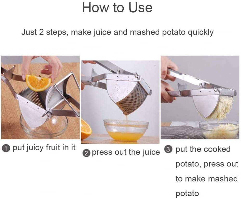 Kartoffelpresse Edelstahl Lebensmittelsieb für cremige Kartoffelpüree und Püree, Easy Press Squeezer für Rezepte