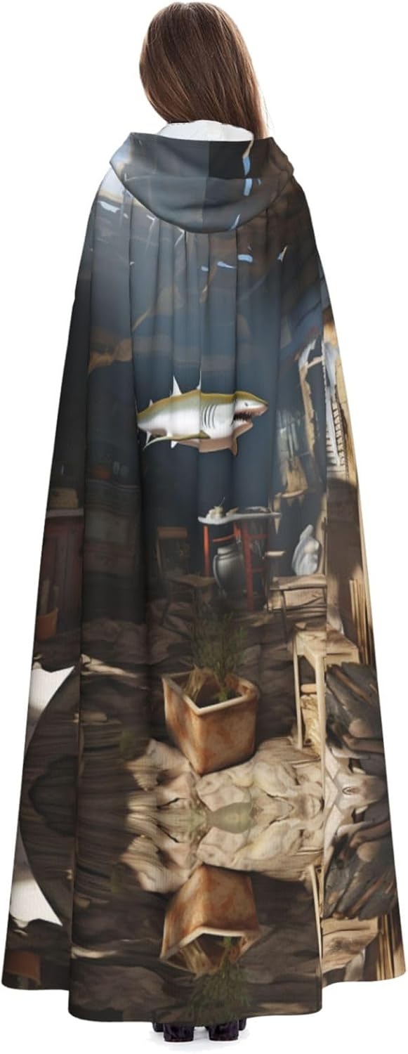Fish in the sky Unique Darkness Poncho Shawl - Customizable Wearable Blanket for Women, Perfect Halloween Costume Accessory, Knight, Akatsuki, and More