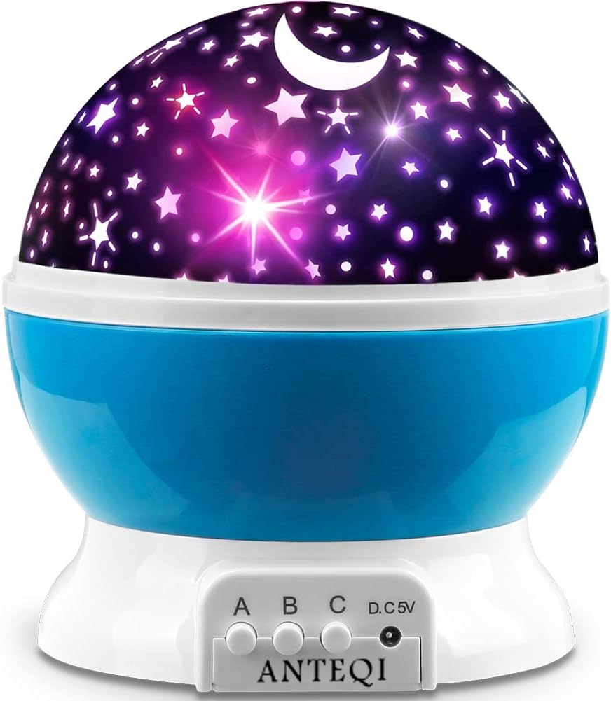 Star Sky Night Lamp,ANTEQI Baby Lights 360 Degree Romantic Room Rotating Cosmos Star Projector with LED Timer Auto-Shut Off for Kid Bedroom (Blue1)