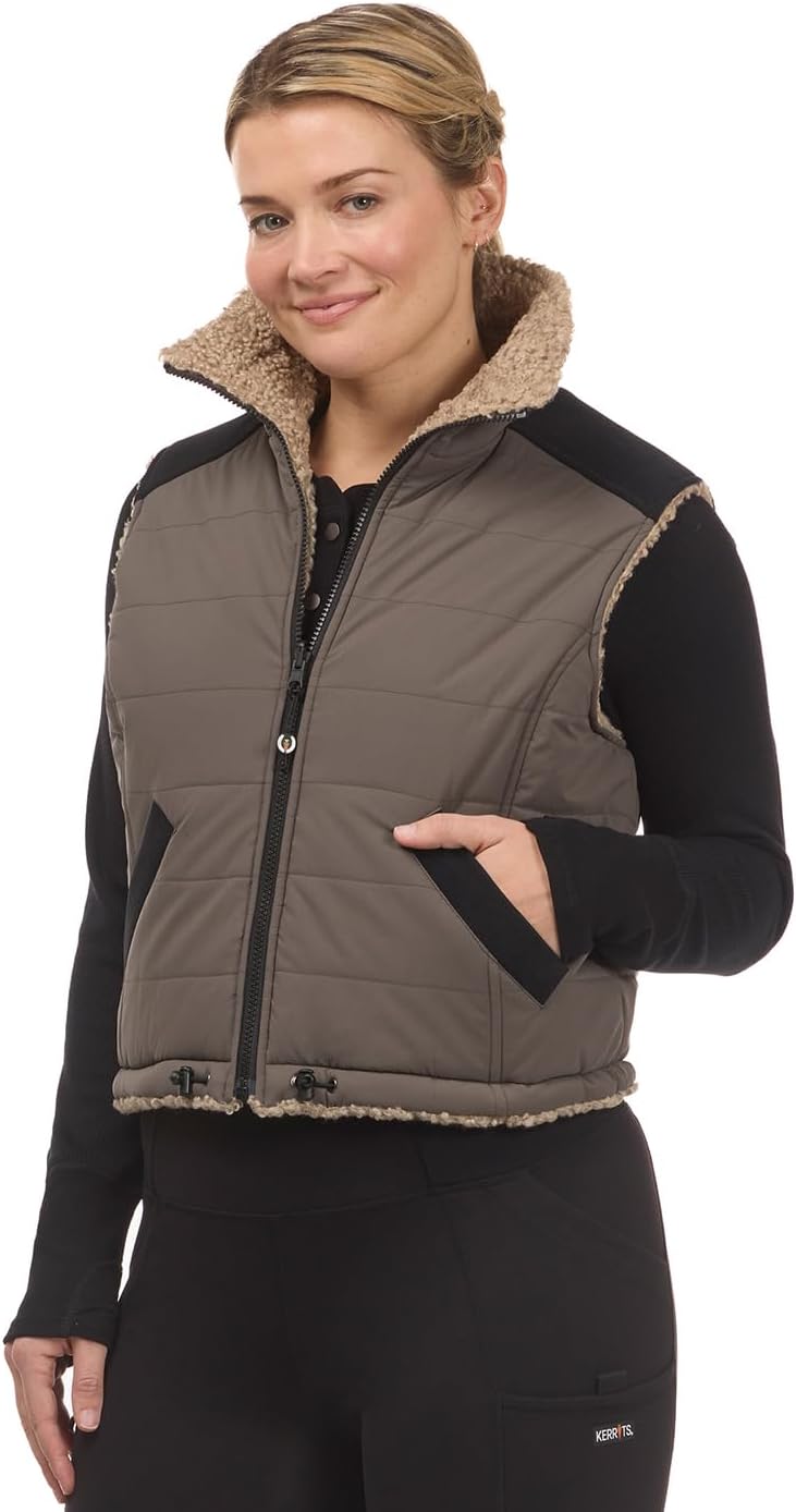 Kerrits Women's Double Up Reversible Equestrian Vest – Smooth, Water-Resistant Canvas Reverses to Cozy Sherpa Fleece