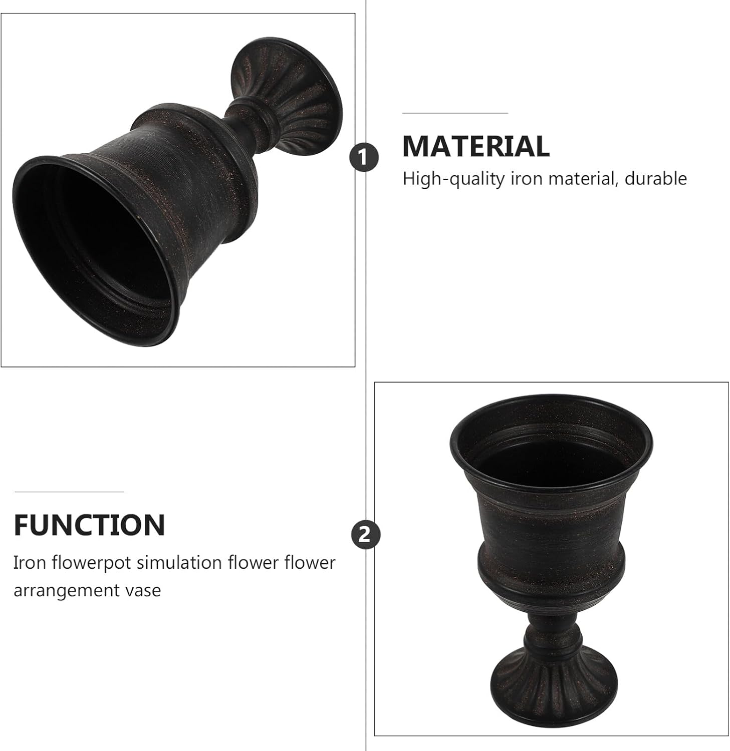 Angoily Classic Garden Urn Planter for Outdoor Plants Decorative Black Urn Planter Vintage Style Flower Pot for Home Garden Front Porch Door Deck Balcony Tabletop Decoration, 12. 5X20CM Black