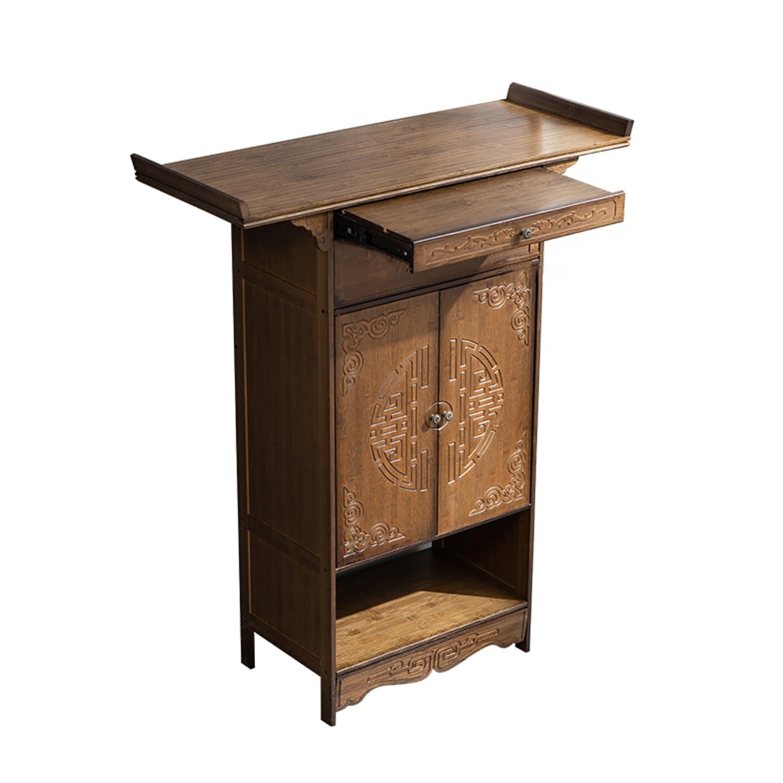 Personal Shrine Meditation Table, Altar Cabinet, Meditation Table with Storage Drawers, Puja Table with Pull-Out Storage Board, for Living Rooms, Shrines, Temples(120x80x40cm/47.2x31.5x15.7in)