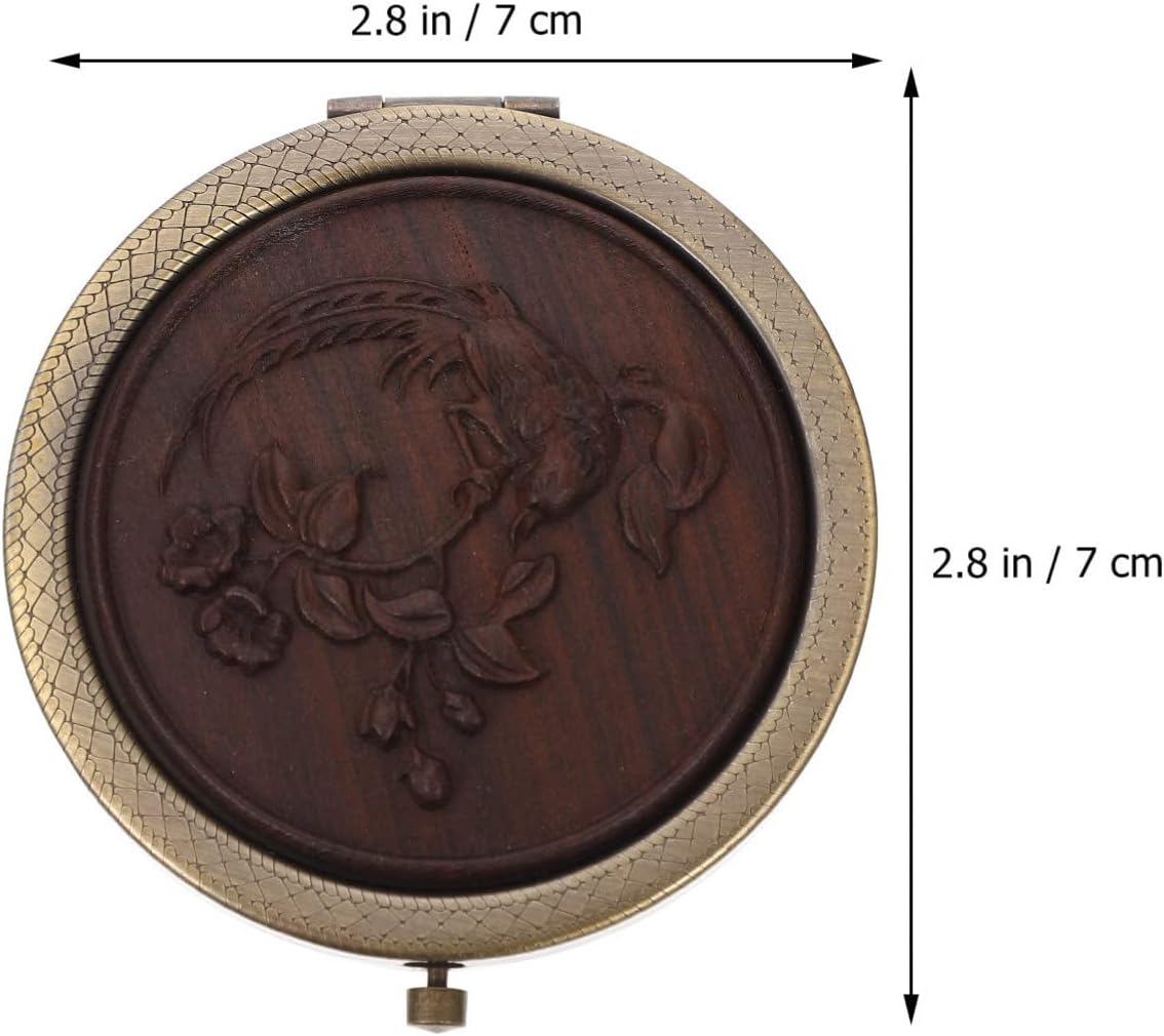 Fomiyes 4ピース ヴィンテージ メタル メイクアップ ポケット ミラー 両面ポケット 折り畳み式ミラー 両面 大注目