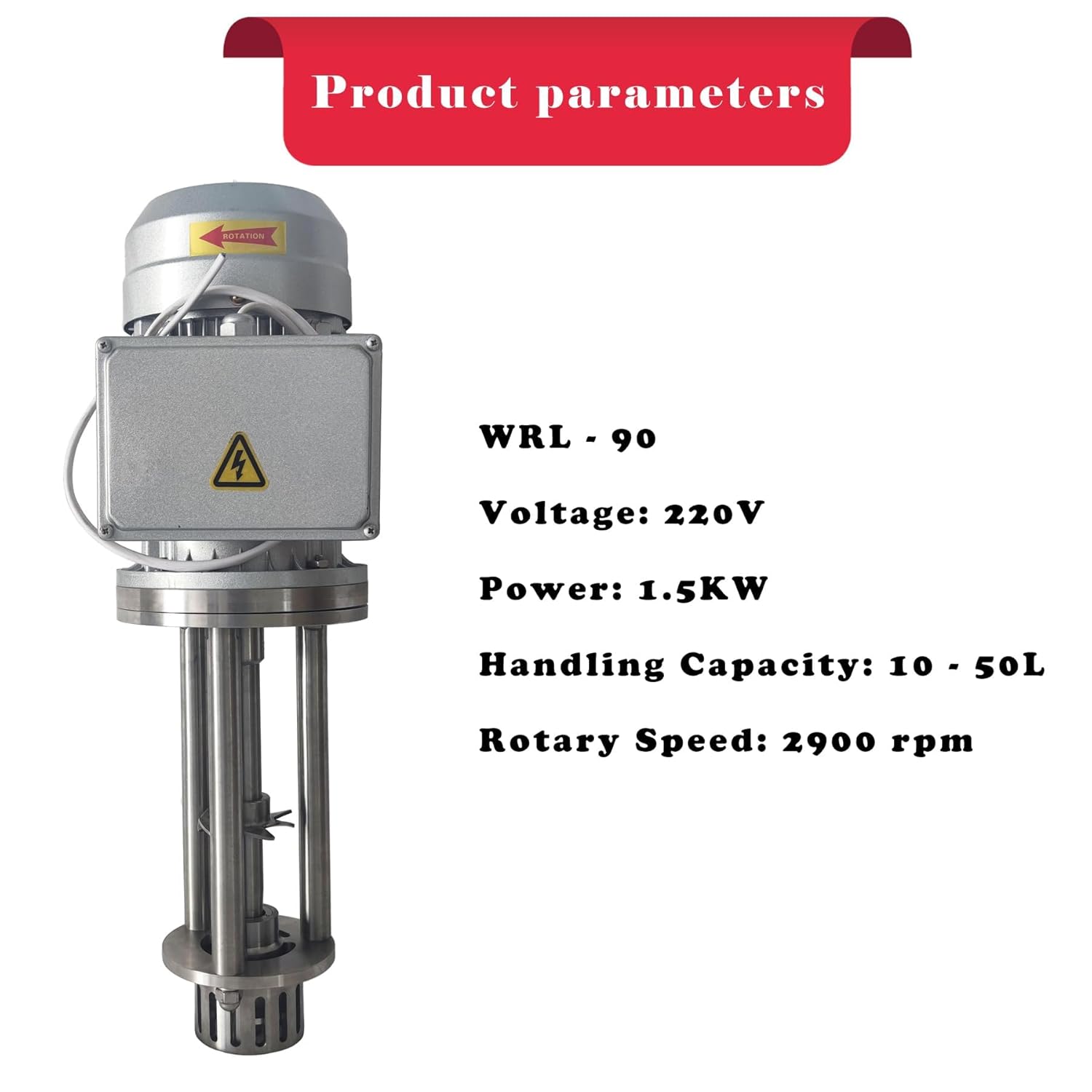 1.5KW High Shear Homogenizer Emulsifier High Speed Dispersing Mixer Disperser Emulsifying Machine 2900r/min for Industrial Blending Single-Phase 220V