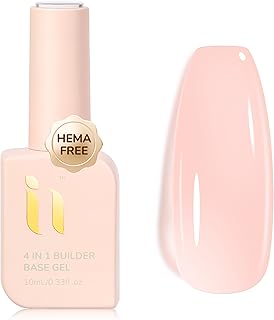 Hema Free Builder Base Gel Nail Polish, Clear Pink, for Nail Repair Gel Last Long Builder Nail Strengthener, Home Manicure