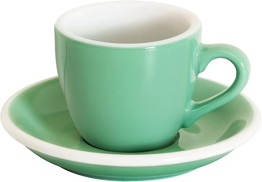 Loveramics Espresso Cup with Saucer, Ceramic Espresso Shot Cup Saucer Set, small Demitasse Cup for Espresso 80ml 2.7Oz Mint