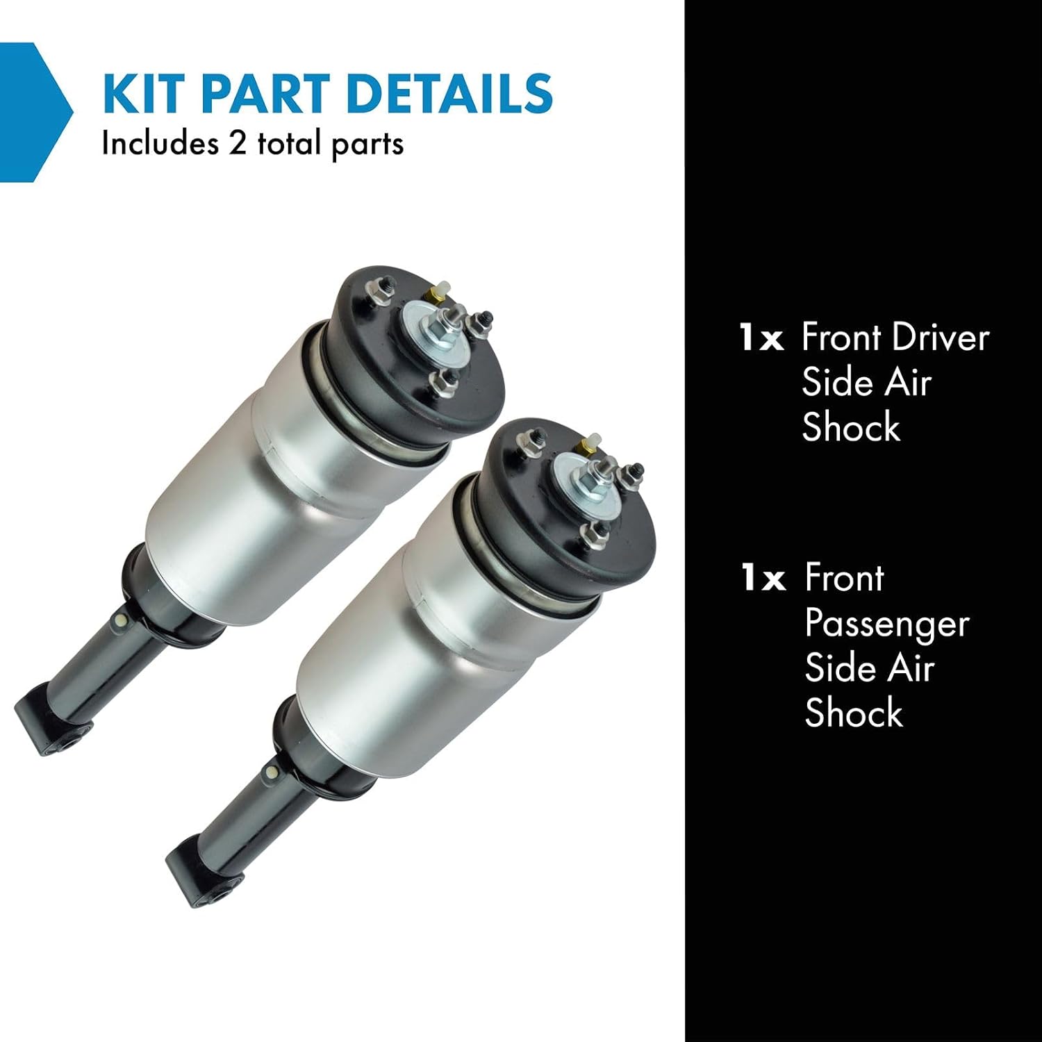 TRQ Front Air Shock Set Compatible with 2005-2009 Land Rover LR3 2010-2016 LR4 2006-2013 Range Rover Sport