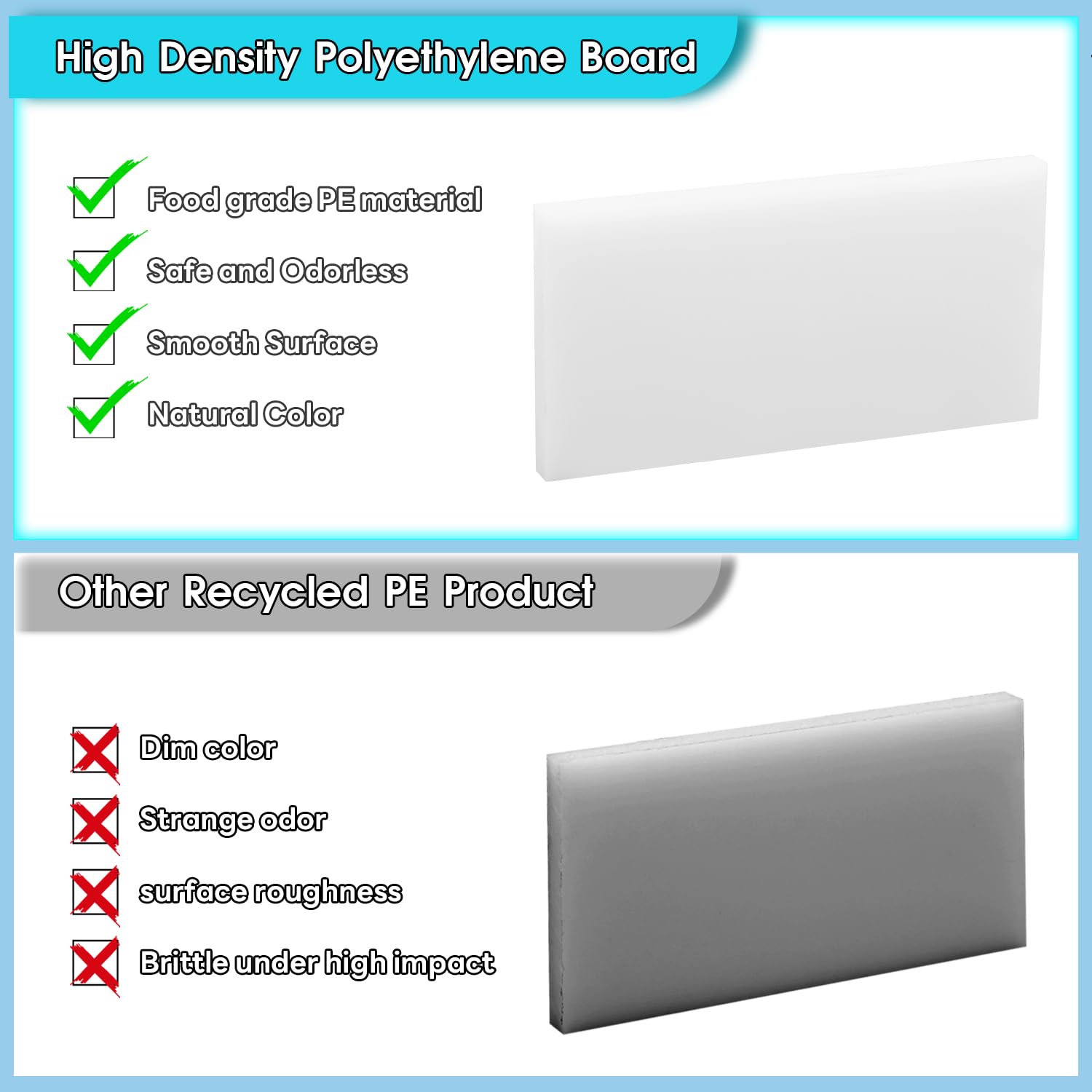HDPE Sheet - 8" x 16" Durable Plastic Board -3