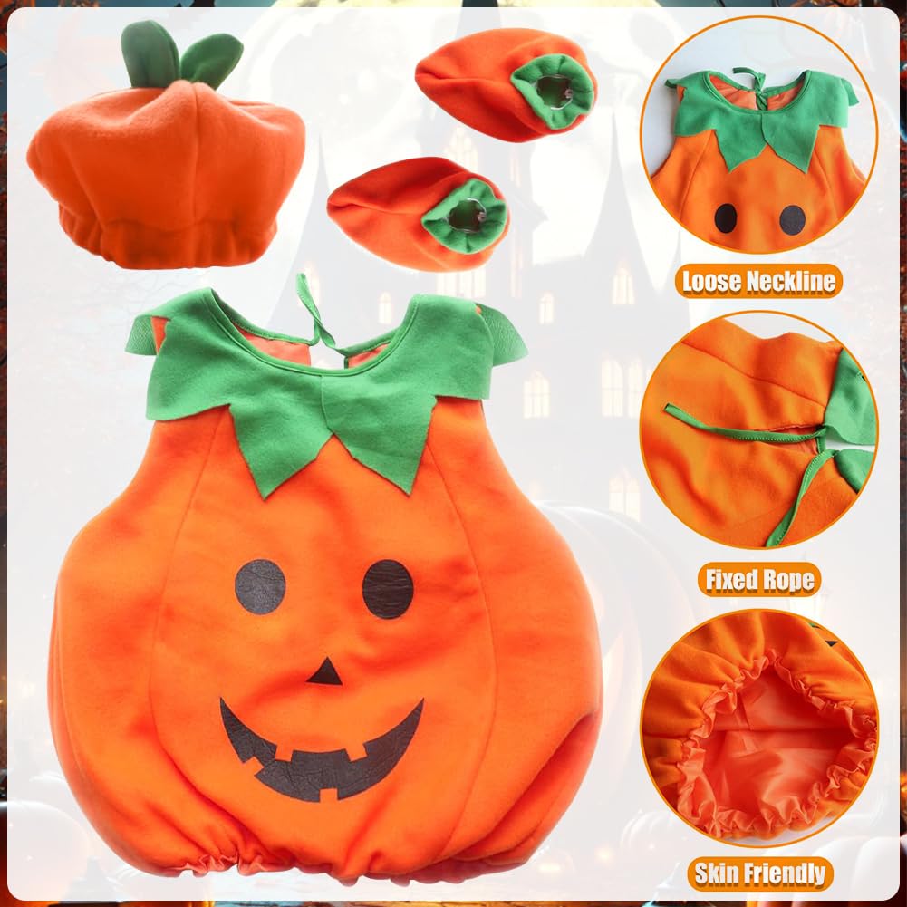 LKNBIF Pumpkin Costume for Kids Pumpkin Hat, Cute pumpkin costume for children Toddler Halloween Pumpkin Costume - Image 3