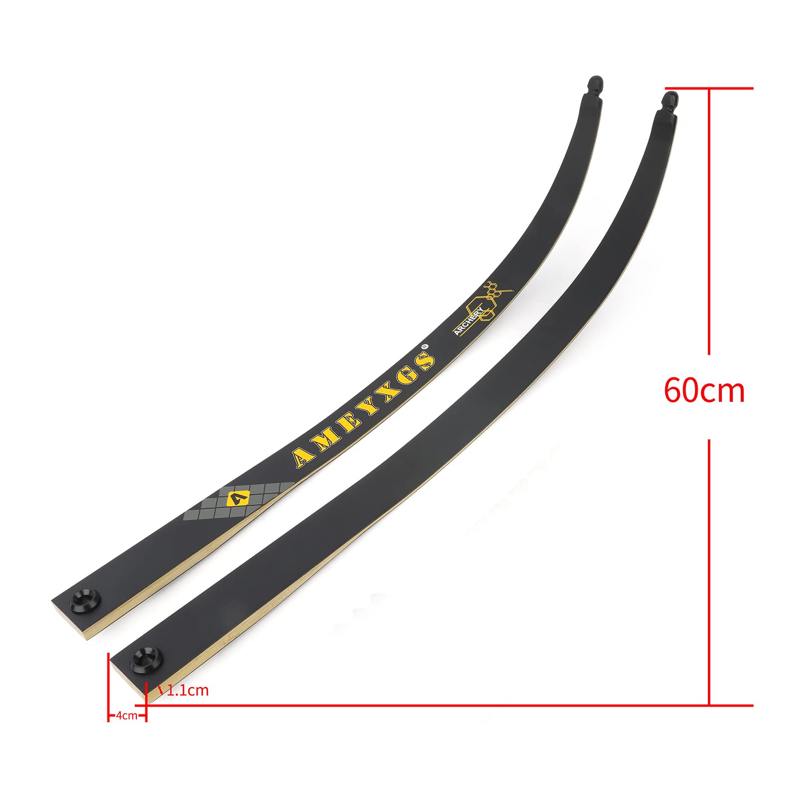 Membres d'arc Classique deTakedown 66"/68"/70" Membres d'arc Classique de compétition 14-40 lbs Membres d'arc Classique Cible pour Adulte/Jeune/débutant (Membre Noir,68"-28lbs)