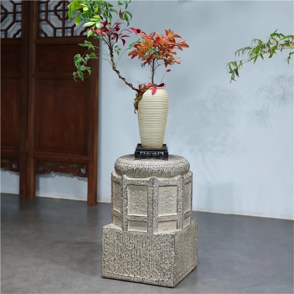Pedestal Stand for Plant, Decorative Display Stand, Artificial Stone Plant Stands Indoor, Corner Shelf Use in Balcony, Outdoor, Courtyard and Garden