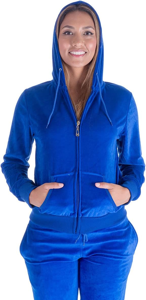 Yasumond Women’s Velour Tracksuit Full-zip Hooded Sweatshirts Outfits Velvet Jogging suits 2 piece set with Pocket - Image 5