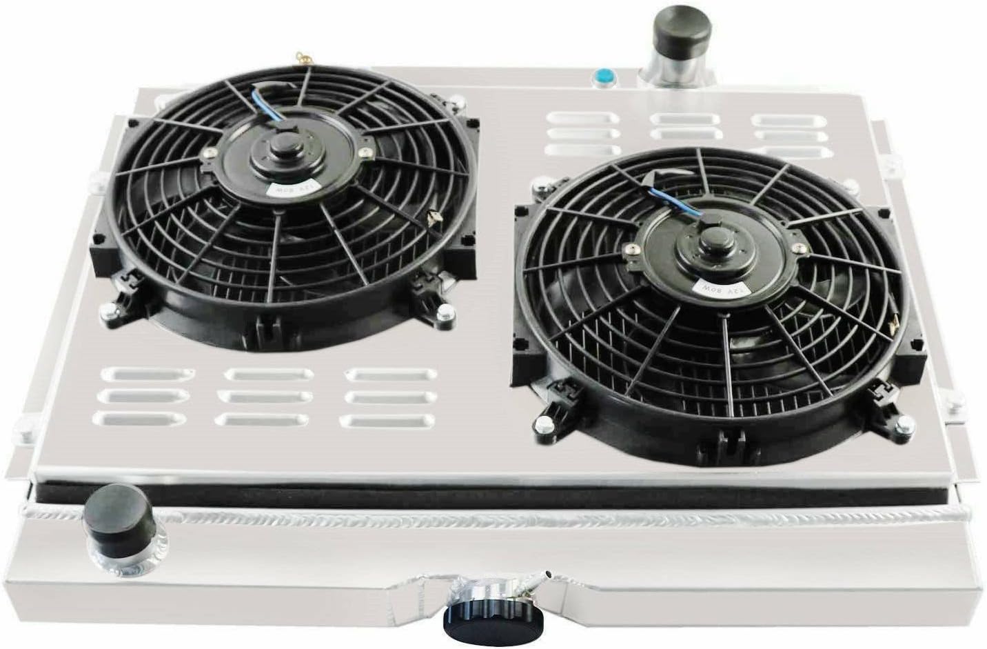 DPI379 4 Row Aluminum Radiator for 1967-1970 Ford Mustang Mercury Cougar Ranchero V8 Radiators Shroud 2x10" Fans Thermostat Relay Kit 1968 1969 67 68 69 70