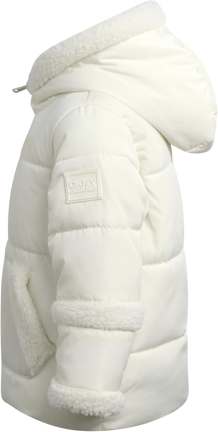 DKNY Baby Girls Puffer Coat - Soft Polar Fleece Lined Quilted Puffer Jacket for Girls - Cozy Winter Coat for Infant & Toddler - Image 6