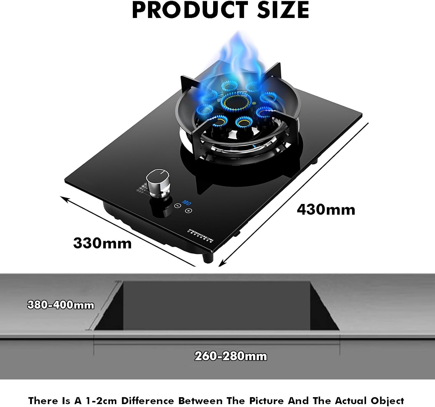 Portable Gas Stove,5.2KW High-Power Wok Burner,9-Cavity Fire Ring with Timer,with Flameout Protection for Home Kitchen Camping and Outdoor(LPG)