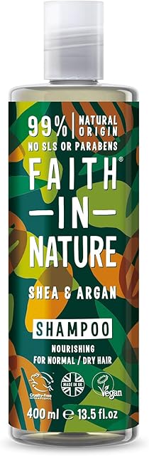 Faith In Nature Natural Shea and Argan Shampoo, Nourishing, Vegan and Cruelty Free, No SLS or Parabens, For Normal to Dry Hair, 400 ml