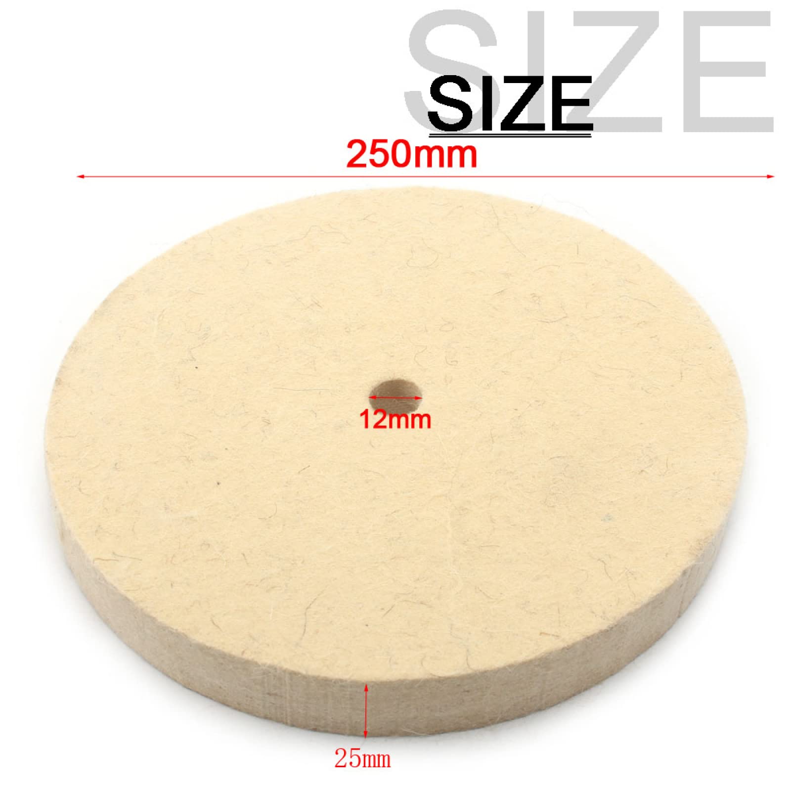 75mm-250mm Feltro Di Lana Lucidatura Lucidatura Lucidatrice Ruota Rotonda Disco Abrasivo Per Lucidatura Metallo Legno Durevole Trapano Mole,250x25x12mm