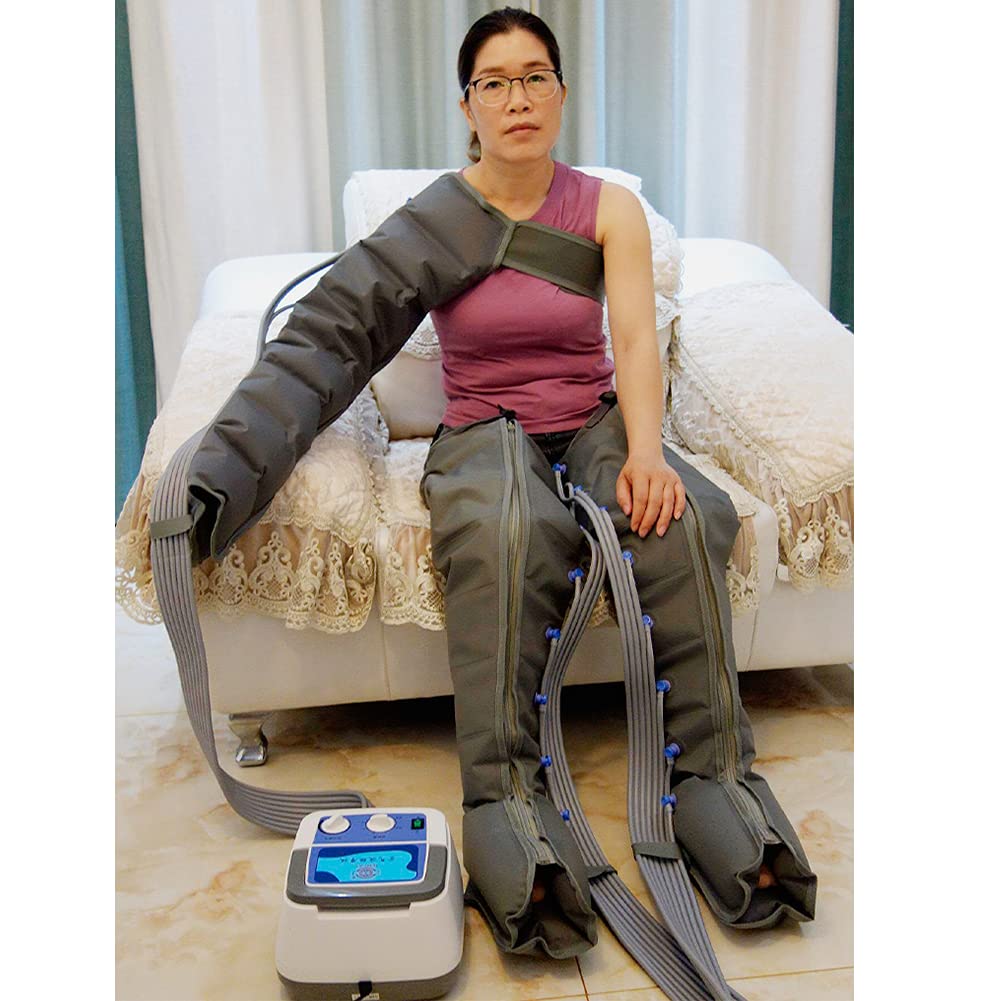Máquina de masaje de compresión de aire, masajeador de presoterapia para piernas, brazos y cintura, masajeador de muslos y pantorrillas con calentamiento de rodillas, masajeador de piernas para circ