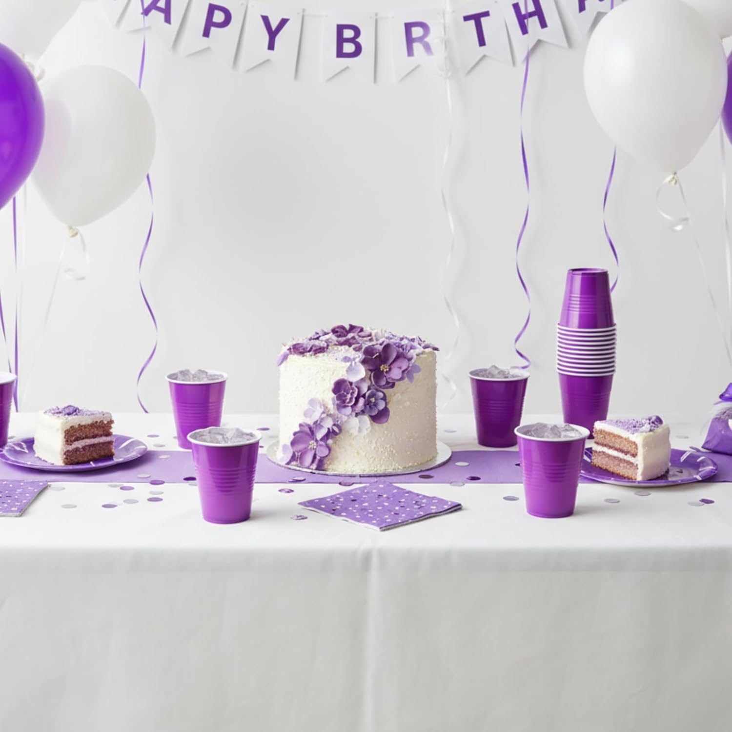 30 Pcs 12 oz Disposable Plastic Cups Bulk for Baby Shower Birthday Graduation Party Wedding Theme Party Birthday (Deep Purple) - Image 4