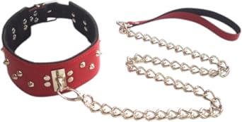 Fantezi Deri Tasma ve Zincir Leash Seti, Ayarlanabilir Tokal  Fantazi Boyun Tasmas , Metal Zincirli Aksesuar
