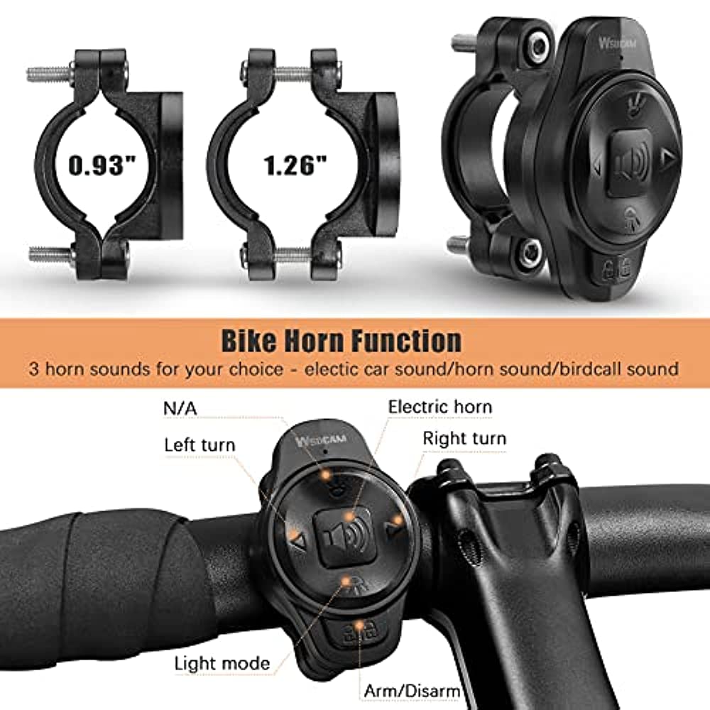 Indicatori Direzione Per Bici Con Telecomando - Ricarica USB, Impermeabile IPX5, 5 Modalità, Luce Posteriore Integrata