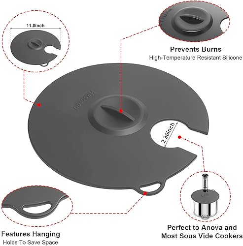 Miniatura 2 de Sous Vide - Tapas de silicona para olla de precisión, se adaptan a hasta 11 ollas, compatibles con cocinas de precisión Anova Culinary Sous Vide,