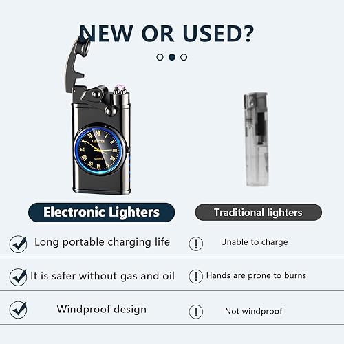 Vista 13 de GADATOP Encendedor eléctrico recargable, encendedor creativo personalizado por USB, encendedor mecedor, resistente al viento, encendedor sin llama