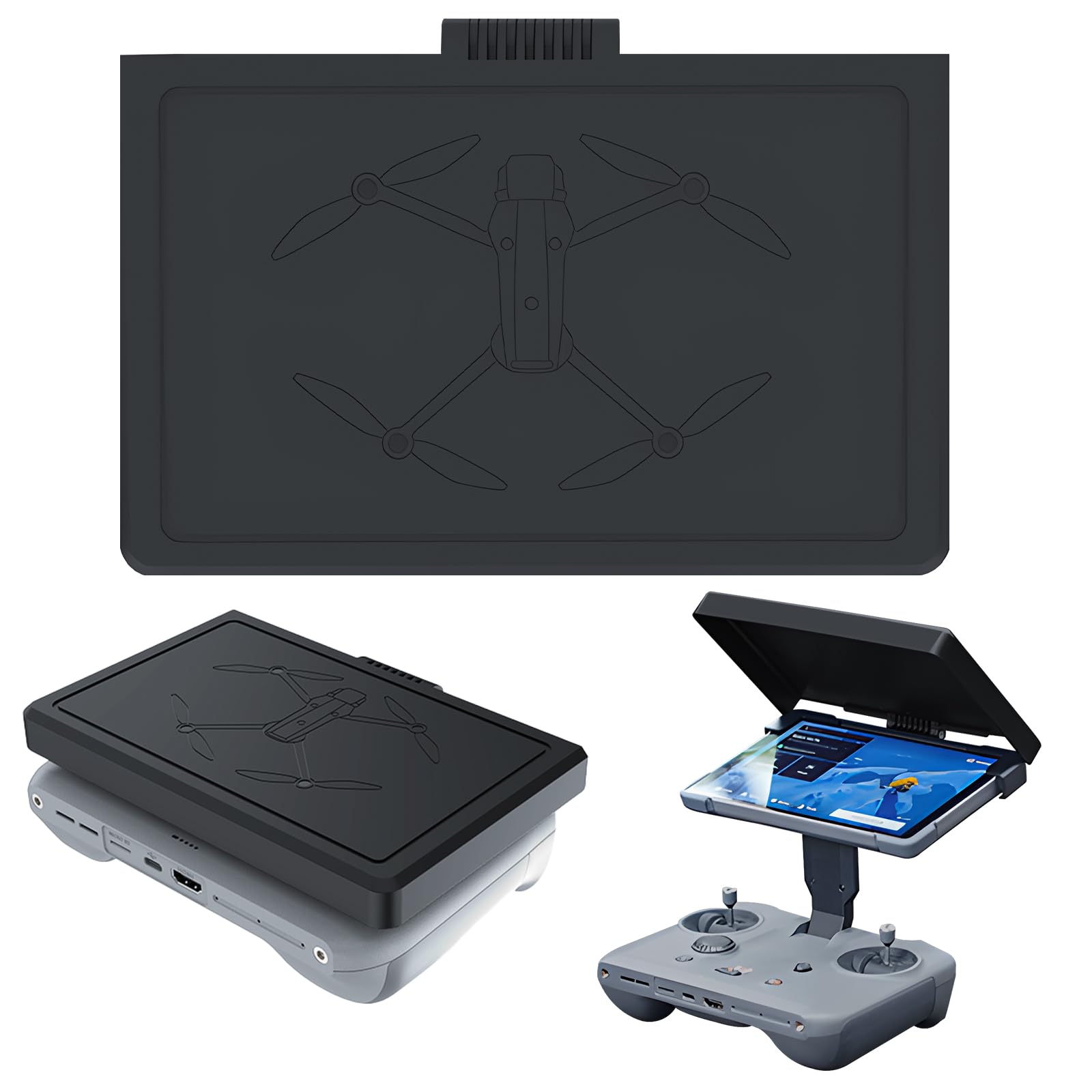 Craznick RC Pro 2 Controller Sun Hood - Screen Protector Sunshade Cover Adjustable Angle for DJI Mavic 4 Pro/Mini 4 Pro/Air 3/Air 3S Drone Remote Control Accessories Black