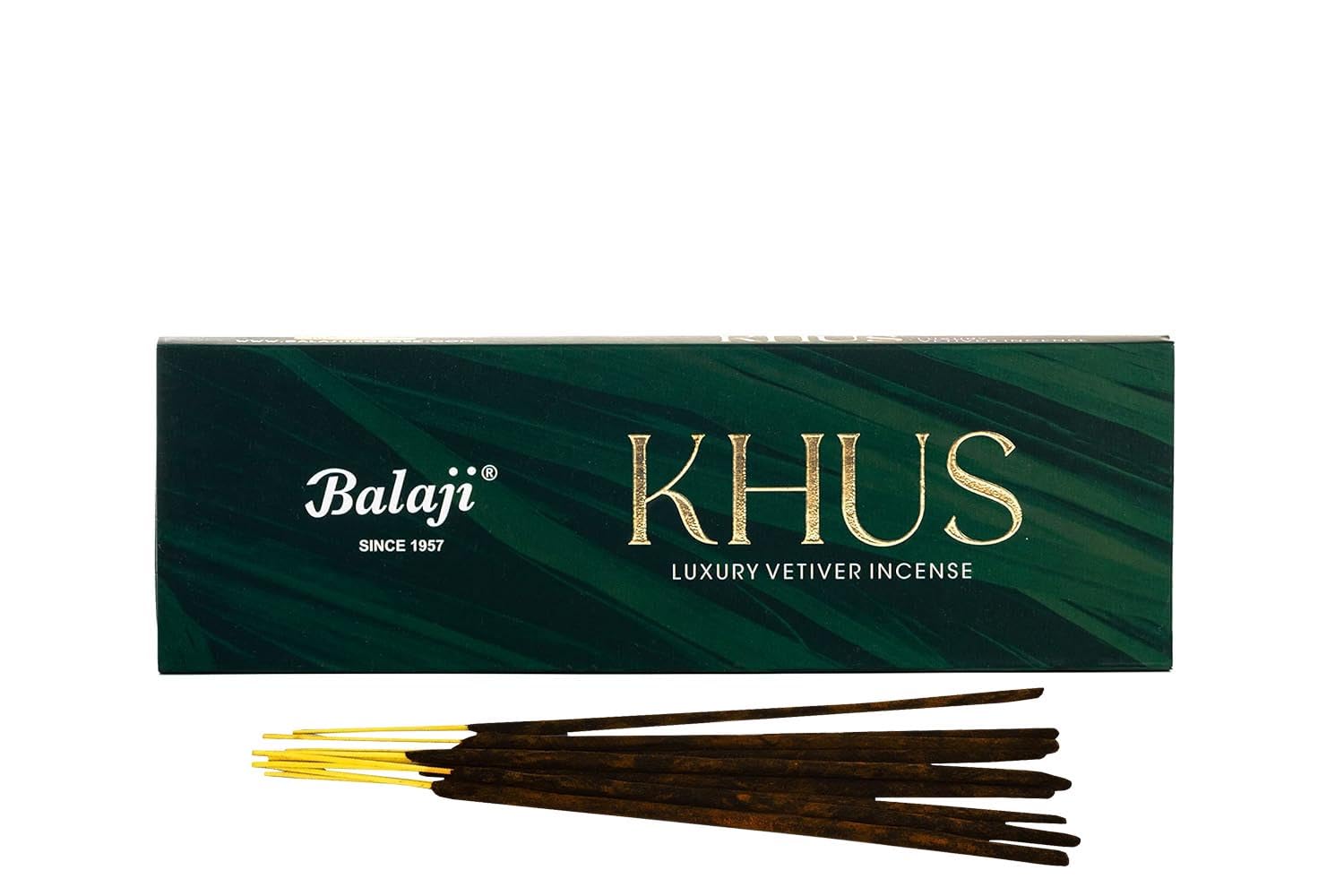 Adhvik Box Pack of 1 (25 Sticks Per Box) Balaji Khus Luxury Vetiver Incense Sticks Agarbathi for Aroma & Smoke, Extra Freshness, Home Temple Worship, Peace, Purification & Spiritual Growth
