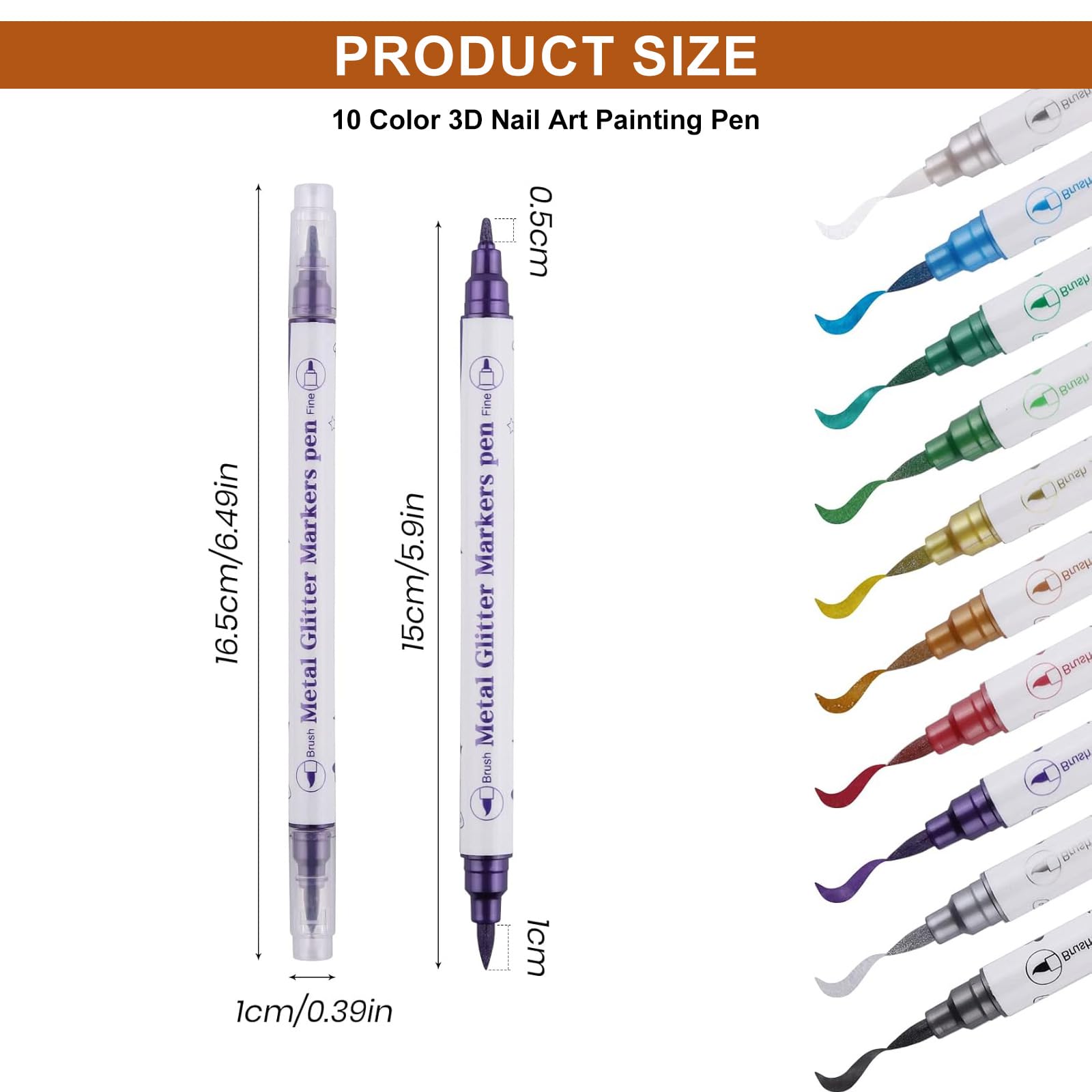 10pcs 3D Nail Art Pens Set Nail Art Tools for 3D Nail Polish Pens Graffiti Nail Drawing Pen Nail Polish Pen Manicure for Painting Nails DIY Nail Art Beauty Adorn for Women Girls, Double Tips - Image 4