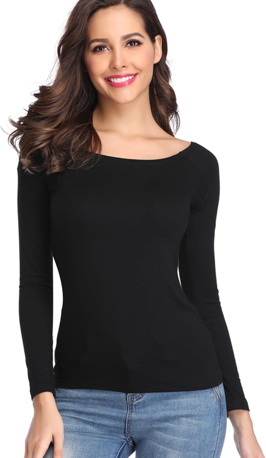 Fuinloth Women's Off Shoulder Tops, One Shoulder Shirts, Long Sleeves Sexy Slim Fit Tees - Image 6