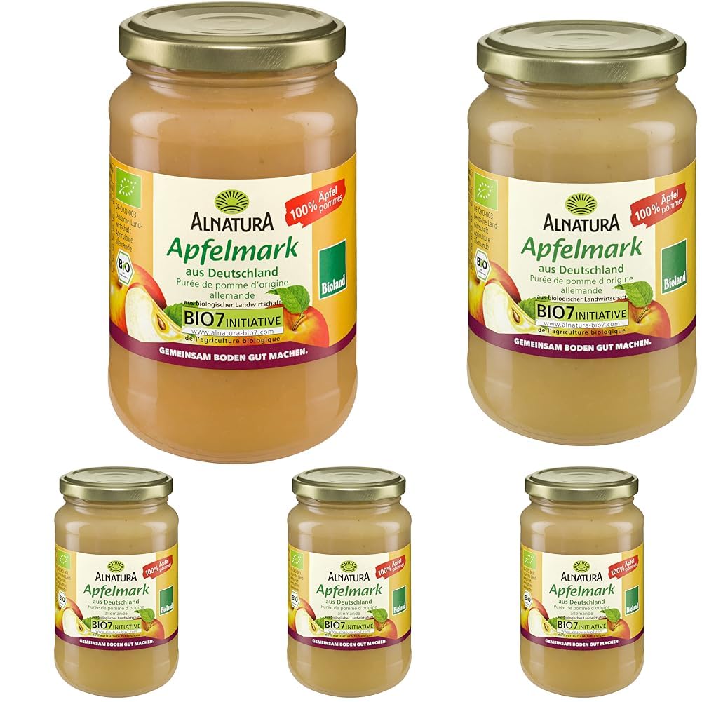 Alnatura Bio Apfelmark, Vegan, 360g (Packung mit 5)