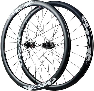 Road Bike Carbon Wheels 700C, QR Wheels Disc Brake Sealed Bearings 50MM Cycling Racing Wheels 24H Spoke for 7/8/9/10/11 Speed 1720g Color THRU AXLE 12 * 100mm/12 * 142mm, Size 38MM