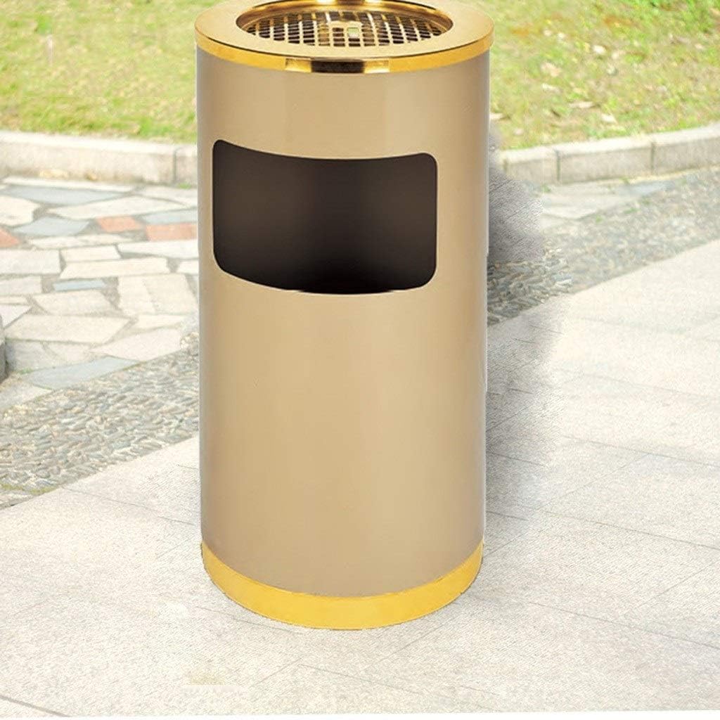 Waste Bins,Rrubbish Bin Outdoor Trash Can Round Outdoor Trash Can with Ashtray, Stainless Steel Trash Can,Suitable for Outdoor Hotel Lobby/Sier/a