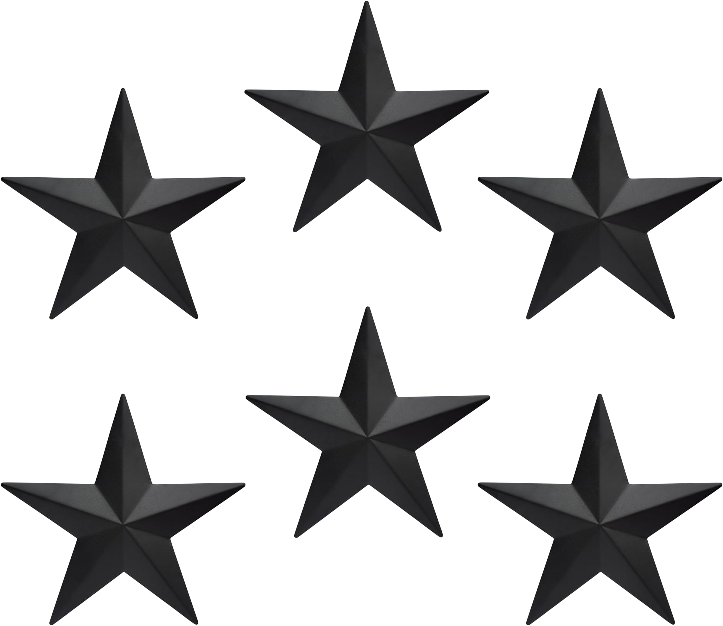 JoyEvy 6" 6pieces Per Set Black Metal Barn Star Wall Decor,Texas Stars Art,Metal Stars Rustic Vintage Western Country Farmhouse Home Indoor or Outdoor Decoration