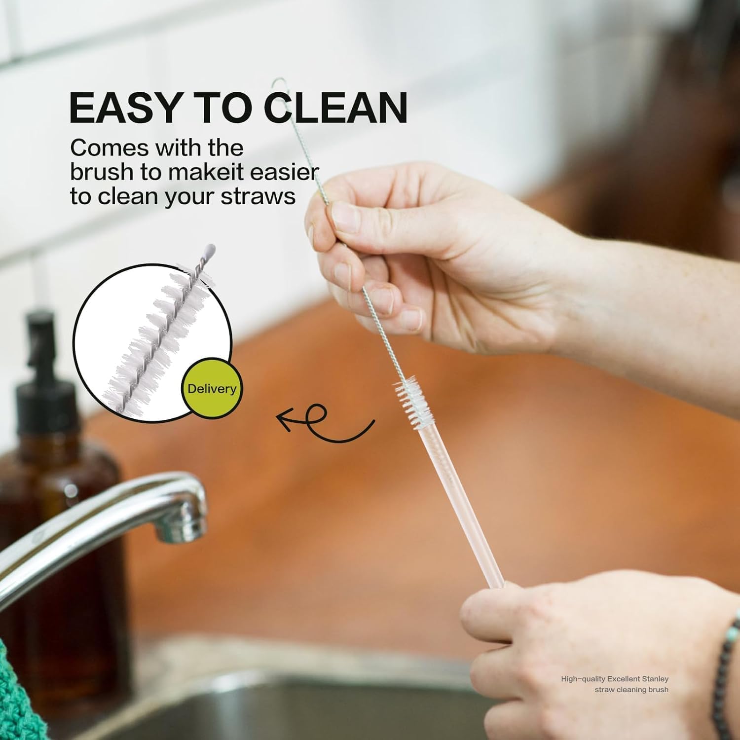 Replacement Straws Fit for Hydrojug traveler 40 oz, Reusable Plastic,Set of 5 Reusable Straws with 1 Cleaning Brushes (40oz) - Image 4